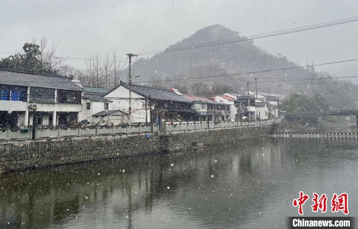 圖為：寧波四明山雪花飄落?！”R皖娜(通訊員) 攝