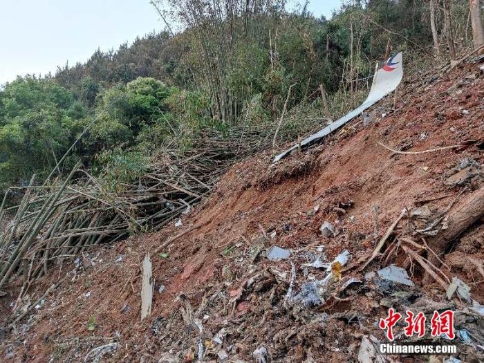 東航客機(jī)墜機(jī)現(xiàn)場(chǎng)。 通訊員 江懷鵬 武警廣西梧州支隊(duì)提供