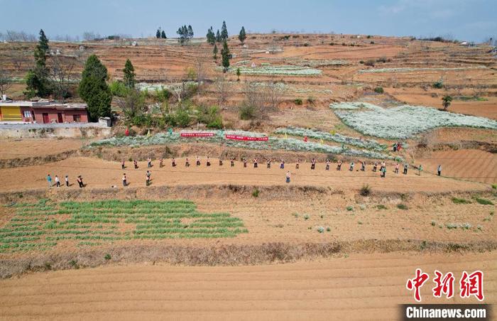 航拍考古勘探人員在貴州可樂遺址進行勘探?！?yīng)騰 攝