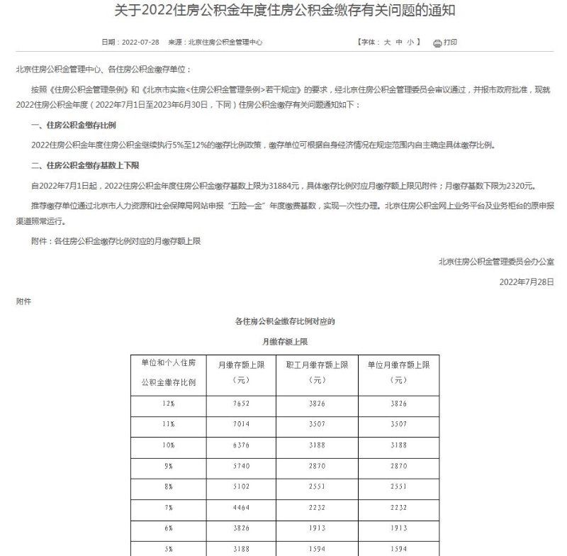 北京住房公積金管理中心網(wǎng)站信息截圖。