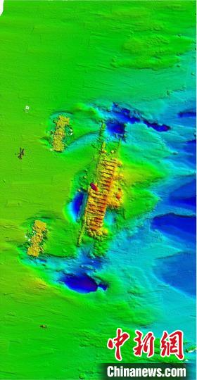 長(zhǎng)江口二號(hào)古船多波束聲吶圖。國(guó)家文物局供圖