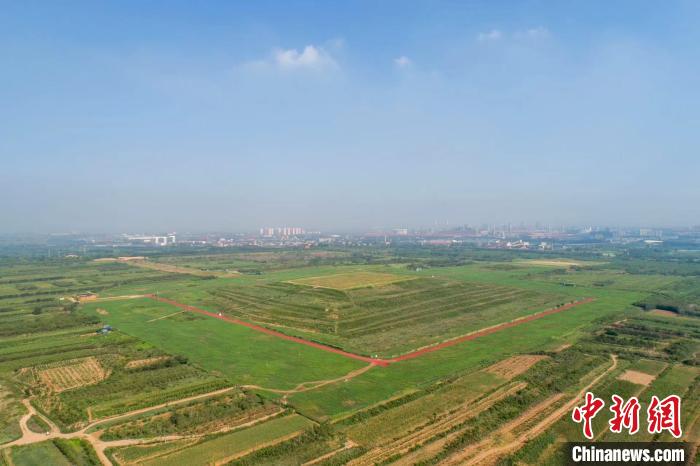 圖為趙王城遺址1號夯土基址(龍臺)鳥瞰圖。　邯鄲市趙王城文物管理處供圖