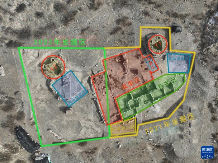 寧夏賀蘭縣蘇峪口西夏瓷窯址2021-2022年發(fā)掘區(qū)航拍圖