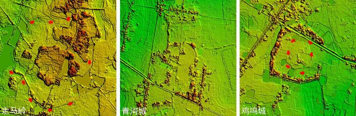 走馬嶺、青河城、雞鳴城遺址數(shù)字表面模型(1km×1km)。　劉建國 供圖