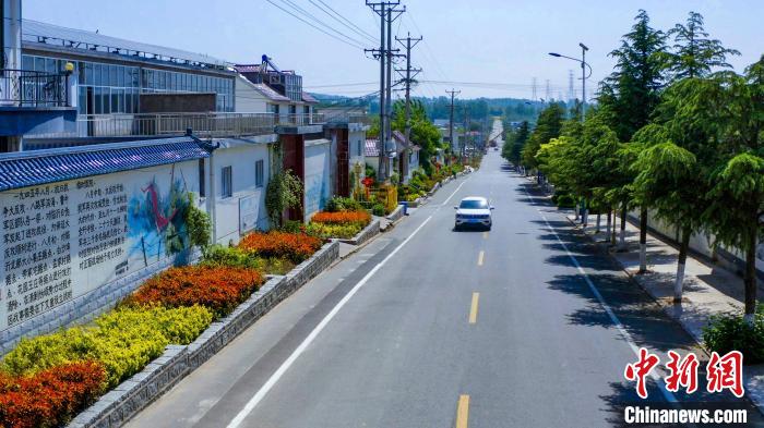 資料圖：圖為臨沂市蘭山區(qū)半程鎮(zhèn)美麗的戶戶通道路。(無(wú)人機(jī)照片) 孫磊 攝