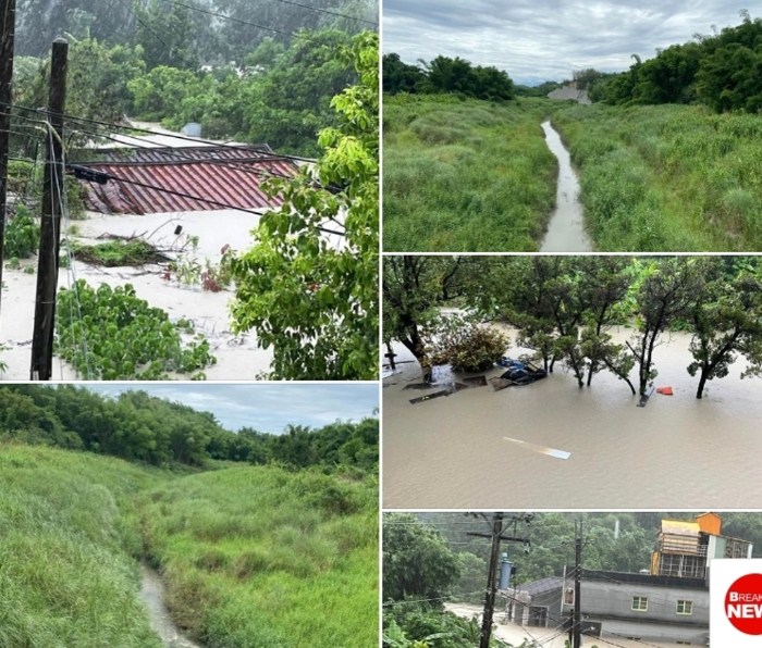 高雄市田寮區(qū)淹水災(zāi)情慘重，房子幾乎快被滅頂